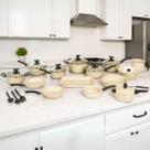 Jogo de panelas de cozinha Alumínio Antiaderente17 Peças Panela Pressão 2 Litros Marfim