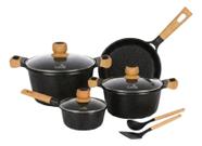 Jogo De Panelas De Cozinha Cava Cerâmica Antiaderente Ceramic Healthy Life Com 6 Peças De Baquelite