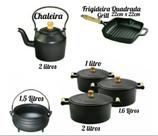 Jogo de Panelas de Ferro N16 + N18 N20 + Chaleira + Panela Tripé + Frigideira