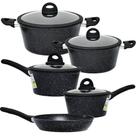 Jogo de Panelas de Indução Antiaderente Cerâmica Viena Preto 5 peças - Casambiente