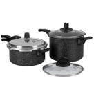 Jogo De Panelas De Pressão Antiaderente 3L E 4,5L Preto
