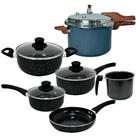 Jogo de Panelas e Panela de Pressão de Indução Antiaderente Cerâmica Berlim Preta 6 peças - Hauskraft e Vista Home Jogo de Panelas e Panela de Pressão de Indução Antiaderente Cerâmica Berlim Preta 6 peças - Hauskraft e Vista Home