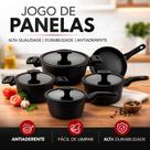 Jogo de Panelas Indução 5 Peças Hauskraft Manhattan Revestimento Cerâmico Antiaderente Alumínio Tampa Vidro Soft Touch