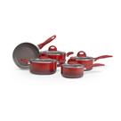 Jogo de Panelas Indução 5 Peças Vermelho em Alumínio e Revestimento Cerâmico Ceramic Life Granada Brinox