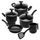 Jogo de Panelas Itália Antiaderente com cuscuzeira Preta 6 Peças Triunfo