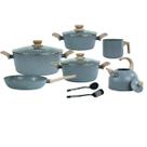 Jogo de Panelas Osfê Antiaderente Ceramic 6 Peças Smart Cinza