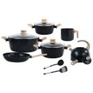 Jogo de Panelas Osfê Antiaderente Ceramic 6 Peças Smart Preto