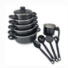 Jogo De Panelas Preto Em Alumínio Com Talheres