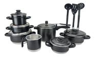 Jogo De Panelas Preto Panela De Pressão 4.5 L Kit Talher