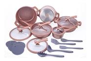 Jogo De Panelas Profissional Linha Arezzo Rosê - 18 Peças Jogo De Panelas Profissional Linha Arezzo Rosê - 18 Peças