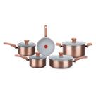 Jogo de Panelas Rochedo Rose Gold Antiaderente Indução 5 Peças Jogo de Panelas Rochedo Rose Gold Antiaderente Indução 5 Peças