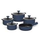 Jogo de Panelas Slim Cerâmica 5 Peças Vidro Temperado Azul Indigo Ceraflame