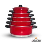 Jogo de Panelas Tampa Aluminio 5 Peças + Brinde Caneco 1L Cor:Vermelho