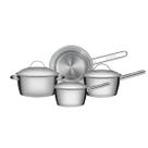 Jogo de Panelas Tramontina 4 Peças Allegra em Aço Inox com Fundo Triplo e Tampas de Inox Jogo de Panelas Tramontina 4 Peças Allegra em Aço Inox com Fundo Triplo e Tampas de Inox