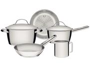 Jogo de Panelas Tramontina 5 Peças em Aço Inox Fundo Triplo Tampa com Saída de Vapor - 65660280
