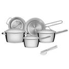 Jogo de Panelas Tramontina Aço Inox Allegra 5 Peças Fundo Triplo + Pegador de massa Jogo de Panelas Tramontina Aço Inox Allegra 5 Peças Fundo Triplo + Pegador de massa