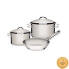 Jogo de Panelas Tramontina Aço Inox Fundo Triplo Solar 3 Peças Jogo de Panelas Tramontina Aço Inox Fundo Triplo Solar 3 Peças
