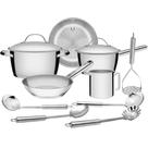 Jogo de Panelas Tramontina Allegra em Aço Inox com Fundo de Indução e Utensílios Inox 10pçs Jogo de Panelas Tramontina Allegra em Aço Inox com Fundo de Indução e Utensílios Inox 10pçs