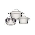 Jogo De Panelas Tramontina Allegra Em Aço Inox Com Fundo Triplo 3 Peças Jogo De Panelas Tramontina Allegra Em Aço Inox Com Fundo Triplo 3 Peças