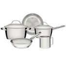 Jogo de Panelas Tramontina Allegra em Aço Inox com Fundo Triplo de indução 5 Peças Jogo de Panelas Tramontina Allegra em Aço Inox com Fundo Triplo de indução 5 Peças