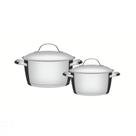 Jogo de Panelas Tramontina Allegra em Aço Inox com Fundo Triplo e Tampas de Inox 2 Peças