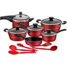 Jogo de Panelas Tramontina Antiaderente 11 Peças Sicília Vancouver Vermelho com Utensílios