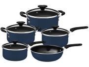 Jogo de Panelas Tramontina Antiaderente de Alumínio Azul Mediterrâneo 5 peças Tunis Jogo de Panelas Tramontina Antiaderente de Alumínio Azul Mediterrâneo 5 peças Tunis