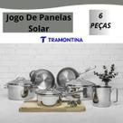 Jogo de Panelas Tramontina Solar 6 Peças 65510200 Aço Inox Premium com Fundo Triplo e Tampas de Inox