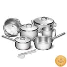 Jogo de Panelas Tramontina Solar Aço Inox Fundo Triplo Indução 6 peças + Pegador de massa Jogo de Panelas Tramontina Solar Aço Inox Fundo Triplo Indução 6 peças + Pegador de massa