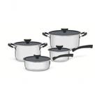 Jogo De Panelas Tramontina Solar Ceramic Inox Com Revestimento Cerâmico Grafite 4 Peças