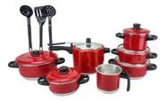 Jogo De Panelas Vermelho Panela Pressão 4.5l Talher 10 Peças Jogo De Panelas Vermelho Panela Pressão 4.5l Talher 10 Peças