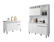 Jogo De Paneleiro de Cozinha Kit 6 Portas Com Balcão Para Pia De 120cm - Branco