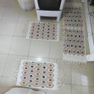 Jogo de Passadeira Arte Kit Tapete de Cozinha Estampado com Nozinho 03 Peças 100% Algodão Jogo de Passadeira Arte Kit Tapete de Cozinha Estampado com Nozinho 03 Peças 100% Algodão