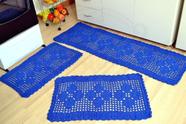 Jogo de Passadeira Crochê Azul Royal Feito à Mão com Flores - 3 Peças Algodão Jogo de Passadeira Crochê Azul Royal Feito à Mão com Flores - 3 Peças Algodão