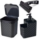 Jogo de Pia e Cozinha Porta Detergente Rodo de Pia e Lixeira Kit 3 Peças)