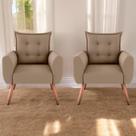 Jogo de Poltronas Decorativas Emma Suede Bege