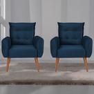 Jogo de Poltronas Decorativas Emma Veludo Azul