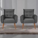 Jogo de Poltronas Decorativas Emma Veludo Cinza