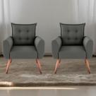 Jogo de Poltronas Decorativas Park Suede Cinza