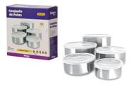 Jogo De Potes Aco Inox Para Mantimentos Com Tampa 5