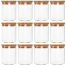 Jogo de Potes de Vidro Herméticos 550ml com Tampa de Bambu para Mantimentos Biscoito Conservas Ideal para Armazenamento