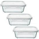 Jogo de Potes Herméticos de Vidro Borossilicato com Travas Retangular 1040ml 3 Peças - Vista Home