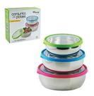 Jogo De Potes Vasilha Inox Tampa Organizador Geladeira 3pçs