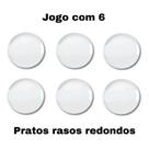 Jogo de Prato 6 peças Raso Redondo 27cm Vidro Opaline Cosmo