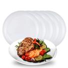 Jogo de Prato de Vidro Branco Raso Redondo para Bolo e Pizza 25cm 6pcs Ruvolo