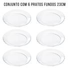 Jogo De Prato Fundo Vidro 23cm com 6 unidades