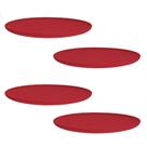 Jogo de Prato Raso de Sobremesa de Plástico Grande Vermelho 26cm 4 Pcs