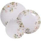 Jogo de Pratos 12 Peças Tramontina Magnólia Porcelana Decorada Fundos Rasos Sobremesa