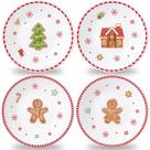 Jogo de pratos de jantar de Natal em melamina com boneco de gengibre, 25 cm