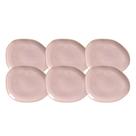 Jogo De Pratos De Sobremesa 31cm Kit 6 Peças Oval Orgânico Litchi Cerâmica Porto Brasil